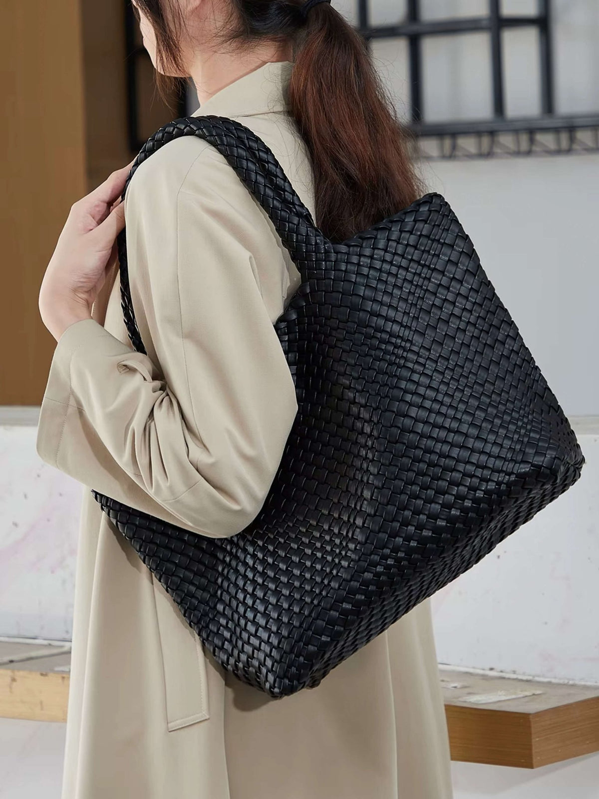 Seame - Cara Woven Shopper Bag XL Black XL