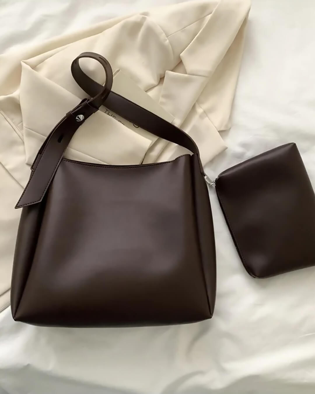 SEAME - Cynthia Vegan Leather Shopper Bag Creme Regular