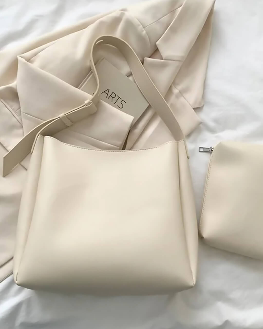 SEAME - Cynthia Vegan Leather Shopper Bag Creme Regular