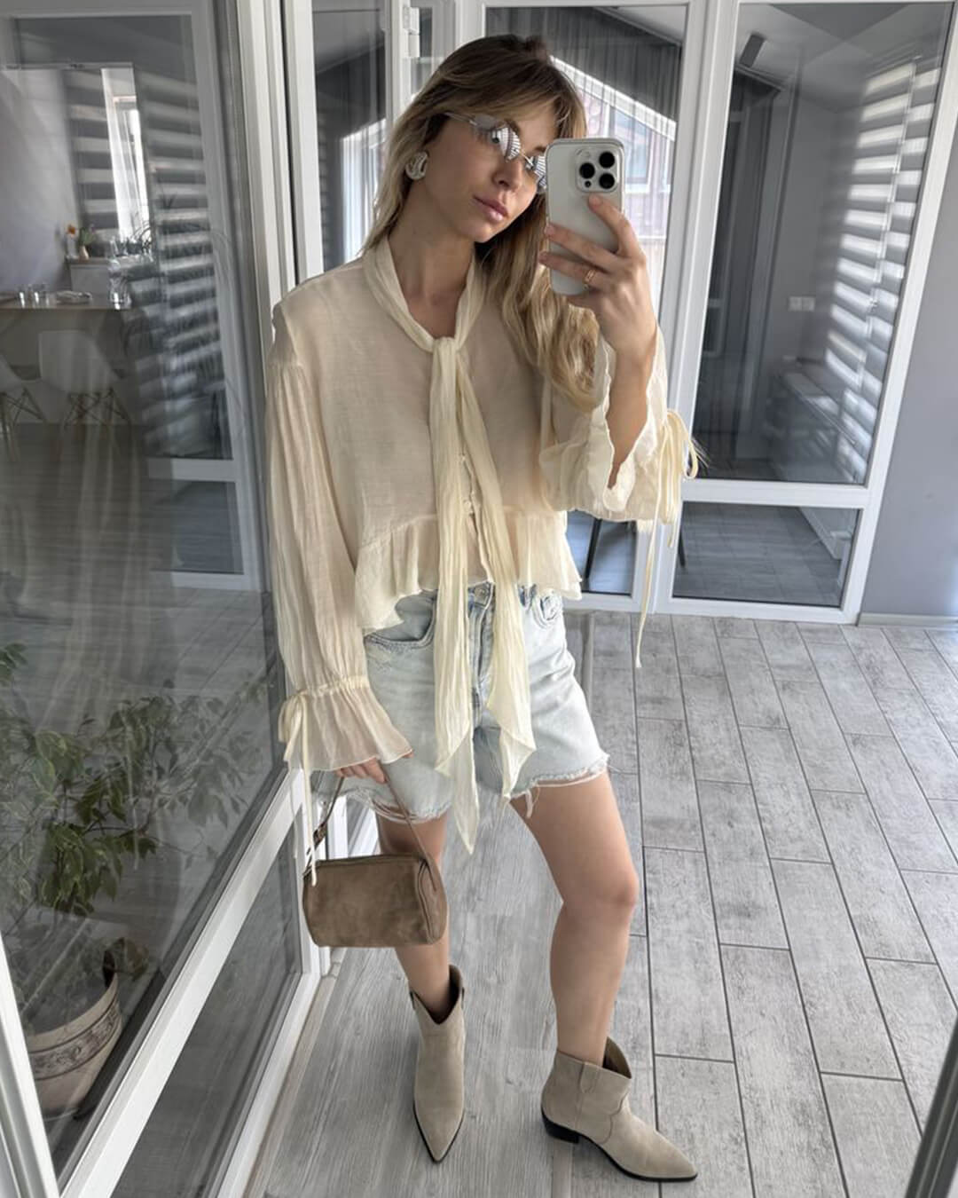 SEAME - Ellaine Suede Mini Shoulder Bag Beige Regular