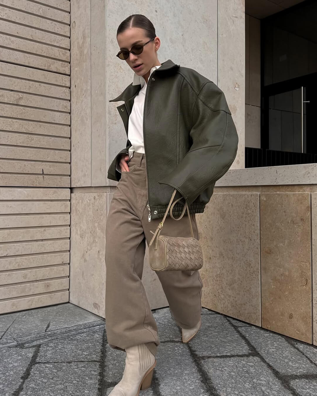 SEAME - Eva Woven Suede Bag Beige Regular