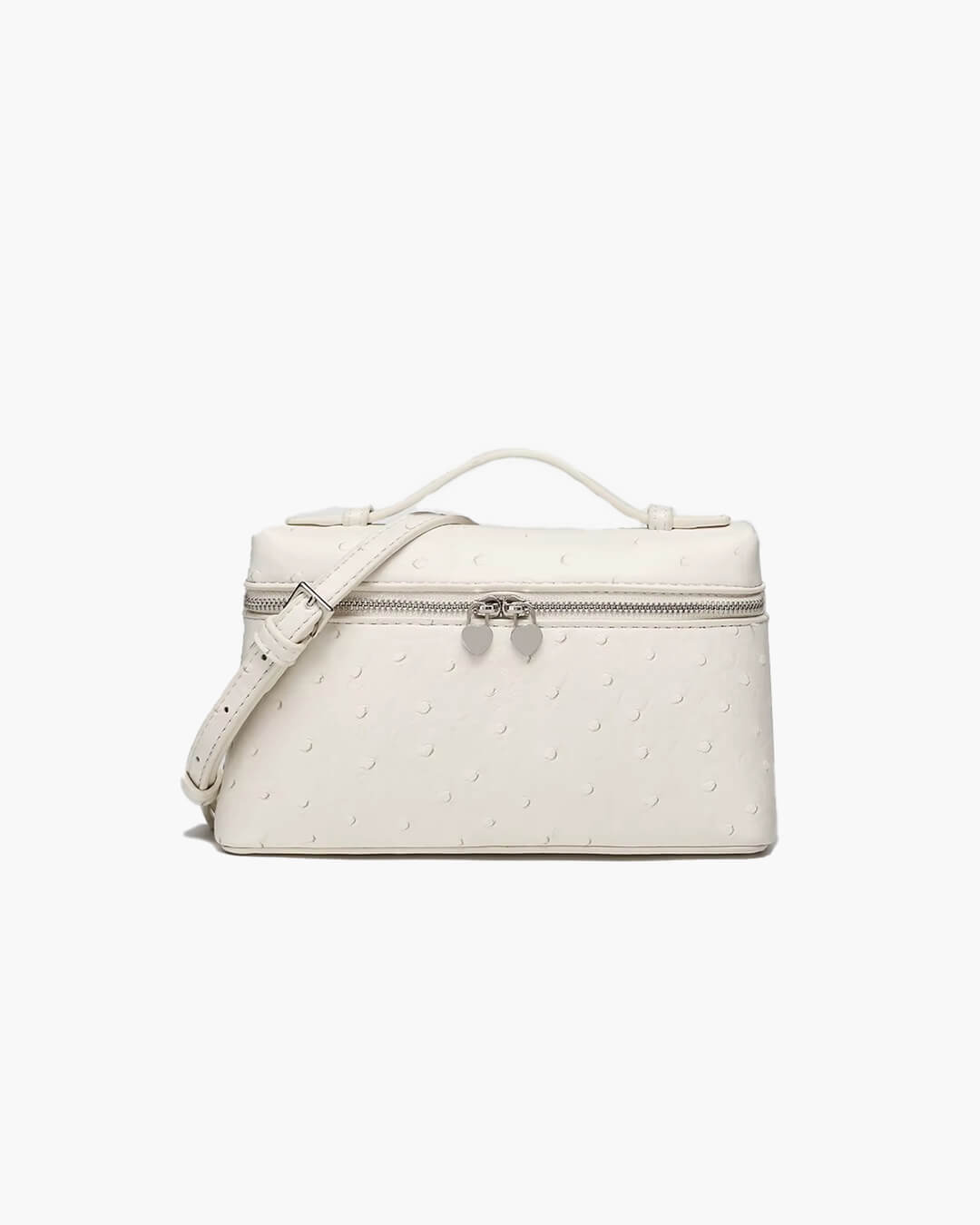 SEAME - Felicia Ostrich inspired Leather Vanity Bag White Regular