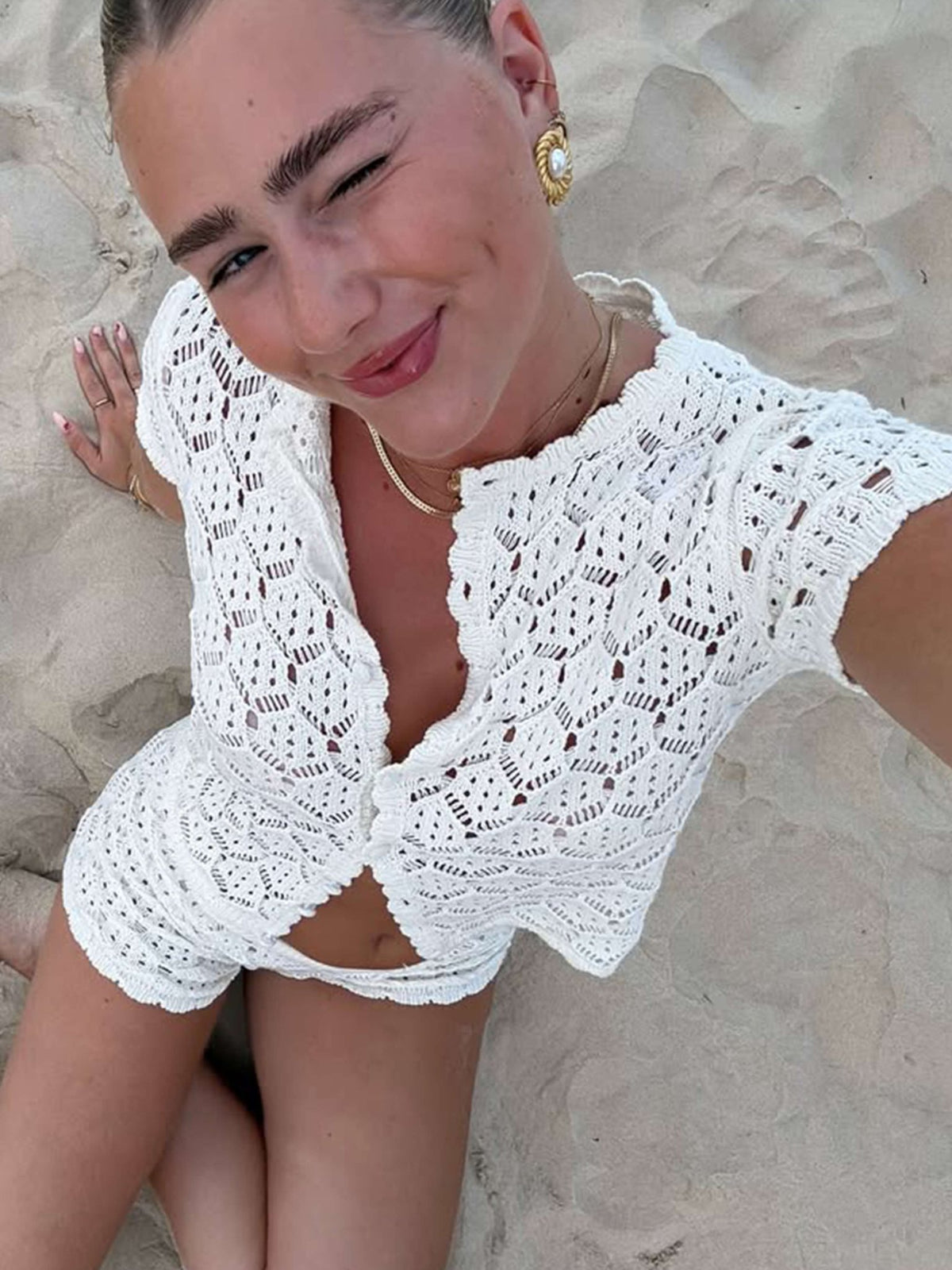 Seame - Glenda Crochet Set White S