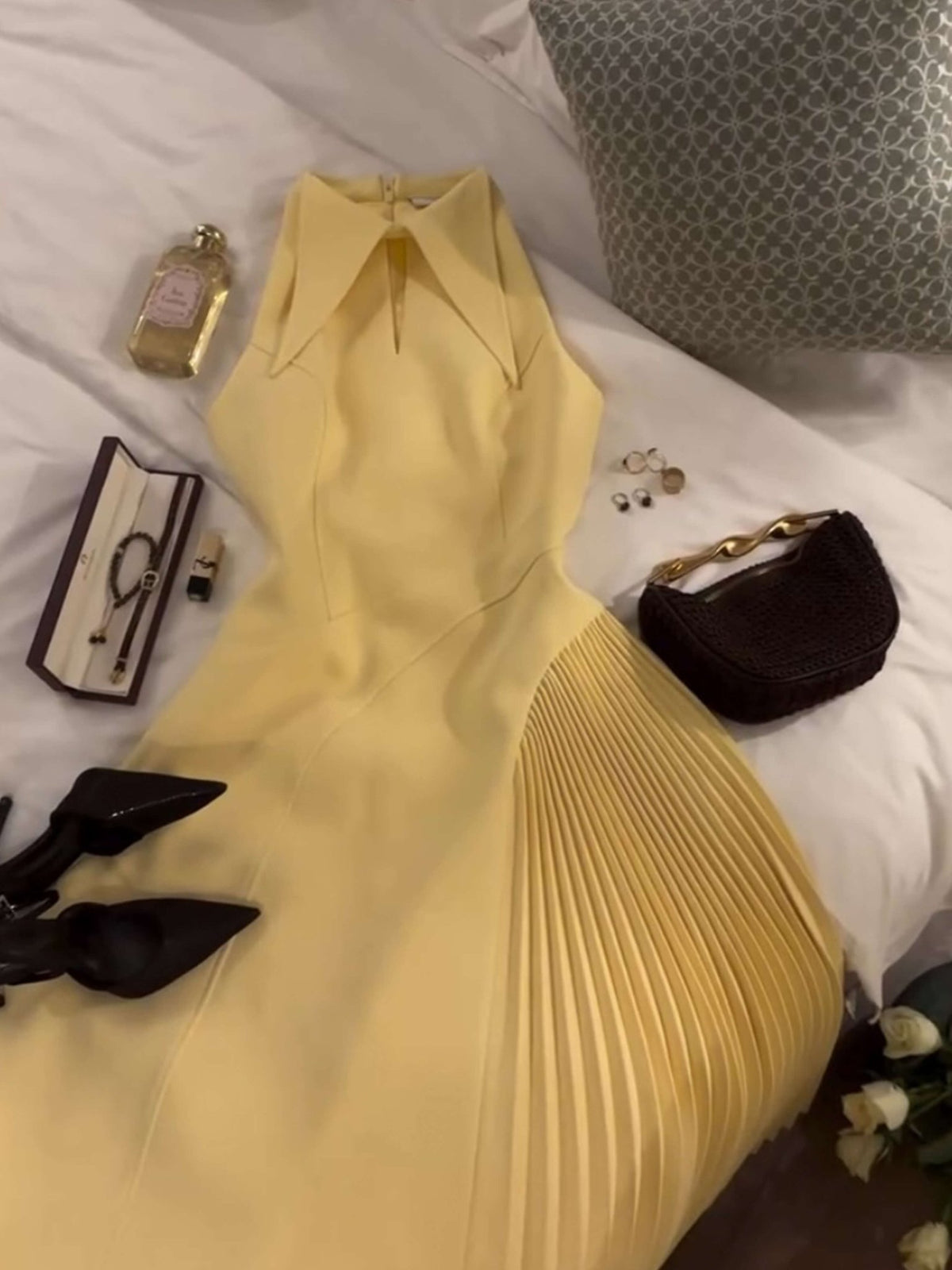 Seame - Grace Woven Bag with Gold Handle Brown