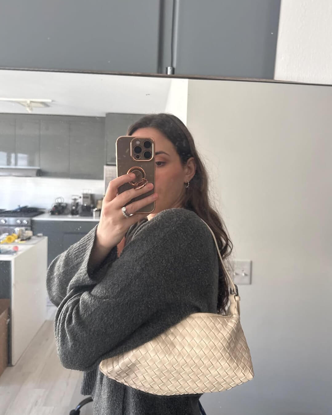 SEAME - Johanna Vegan Leather Woven Bag Black Regular