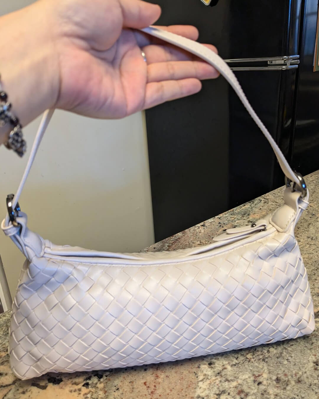 SEAME - Johanna Vegan Leather Woven Bag Olive Regular