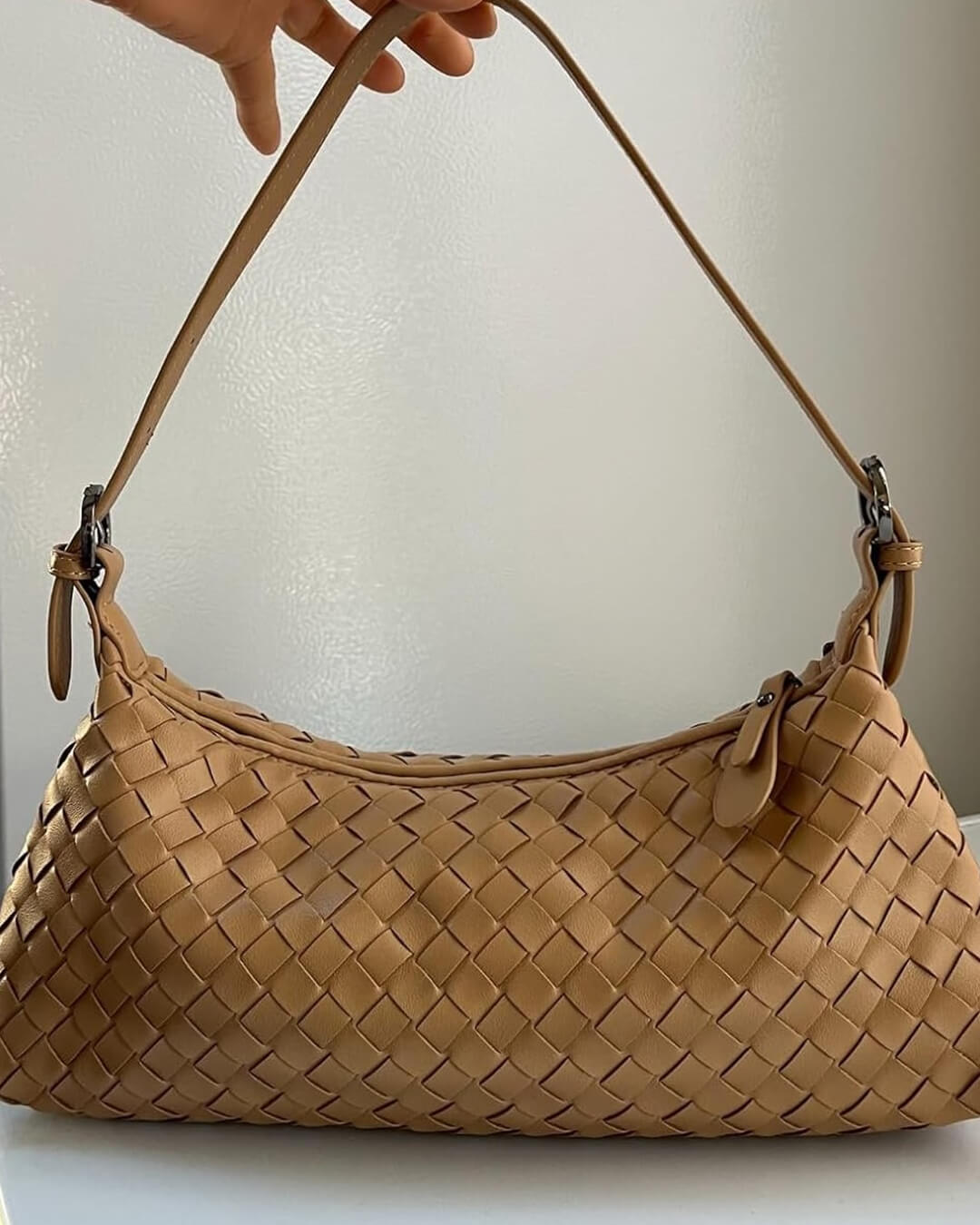 SEAME - Johanna Vegan Leather Woven Bag Olive Regular