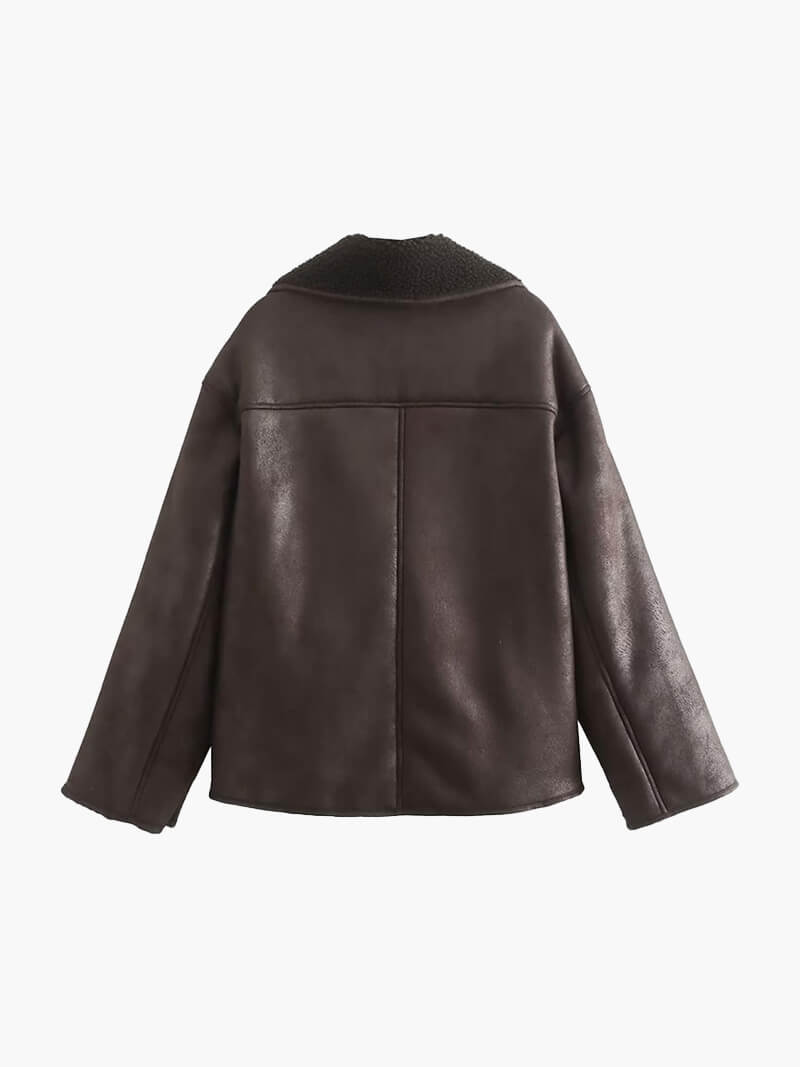Seame - Laila Faux Leather Jacket Brown S