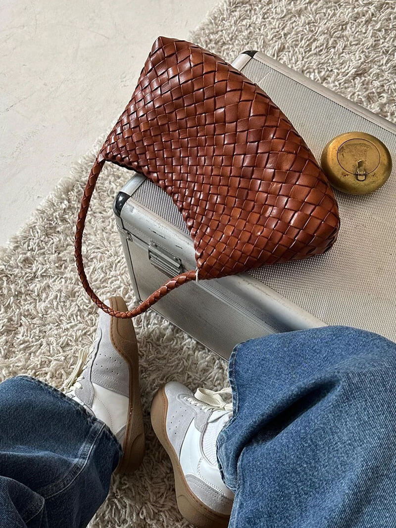 SEAME - Madeleine Vegan Leather Woven Bag Small Black Small