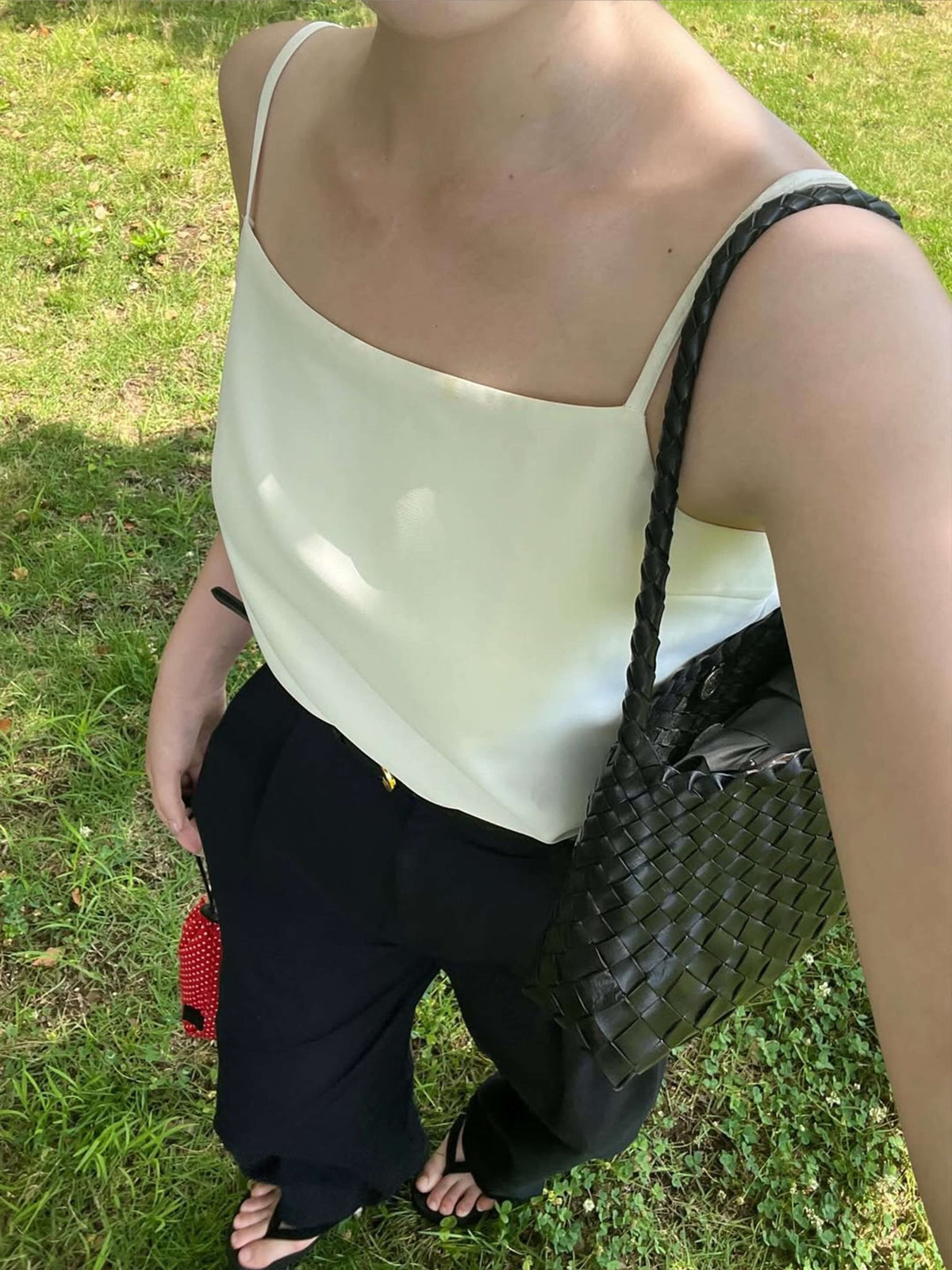 SEAME - Madeleine Vegan Leather Woven Bag Small Brown Small