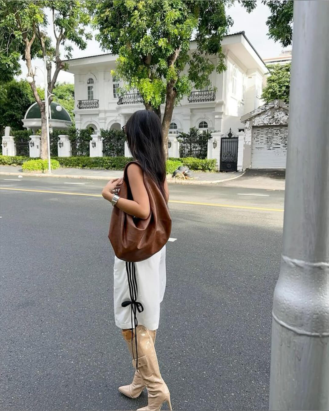 SEAME - Romy Hobo Vegan Leather Shopper Bag Coffee Regular