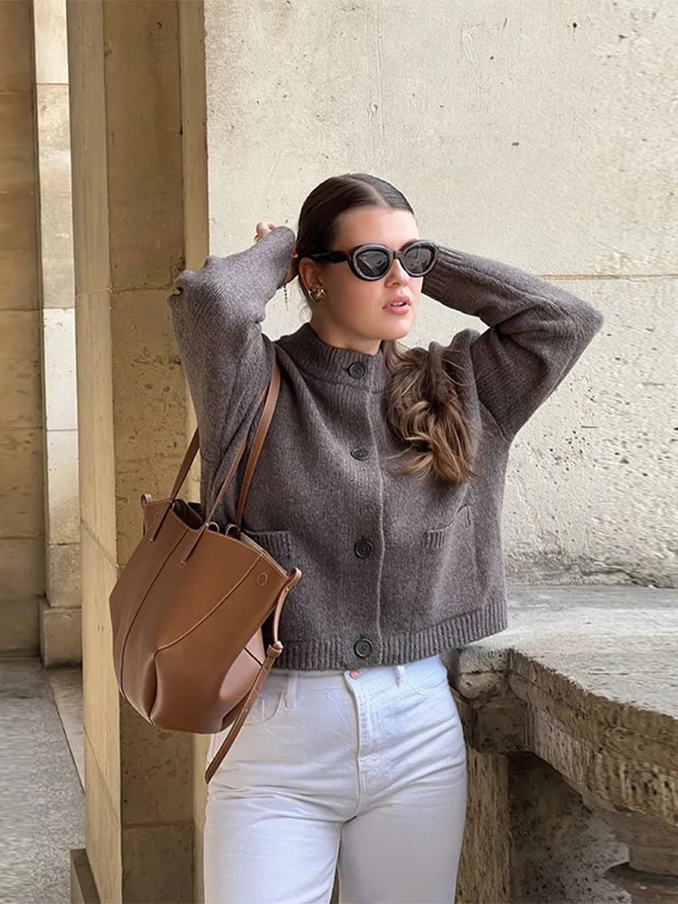 SEAME - Thea Knitted Cardigan Gray M