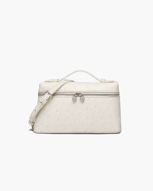 SEAME - Felicia Ostrich inspired Leather Vanity Bag White Regular