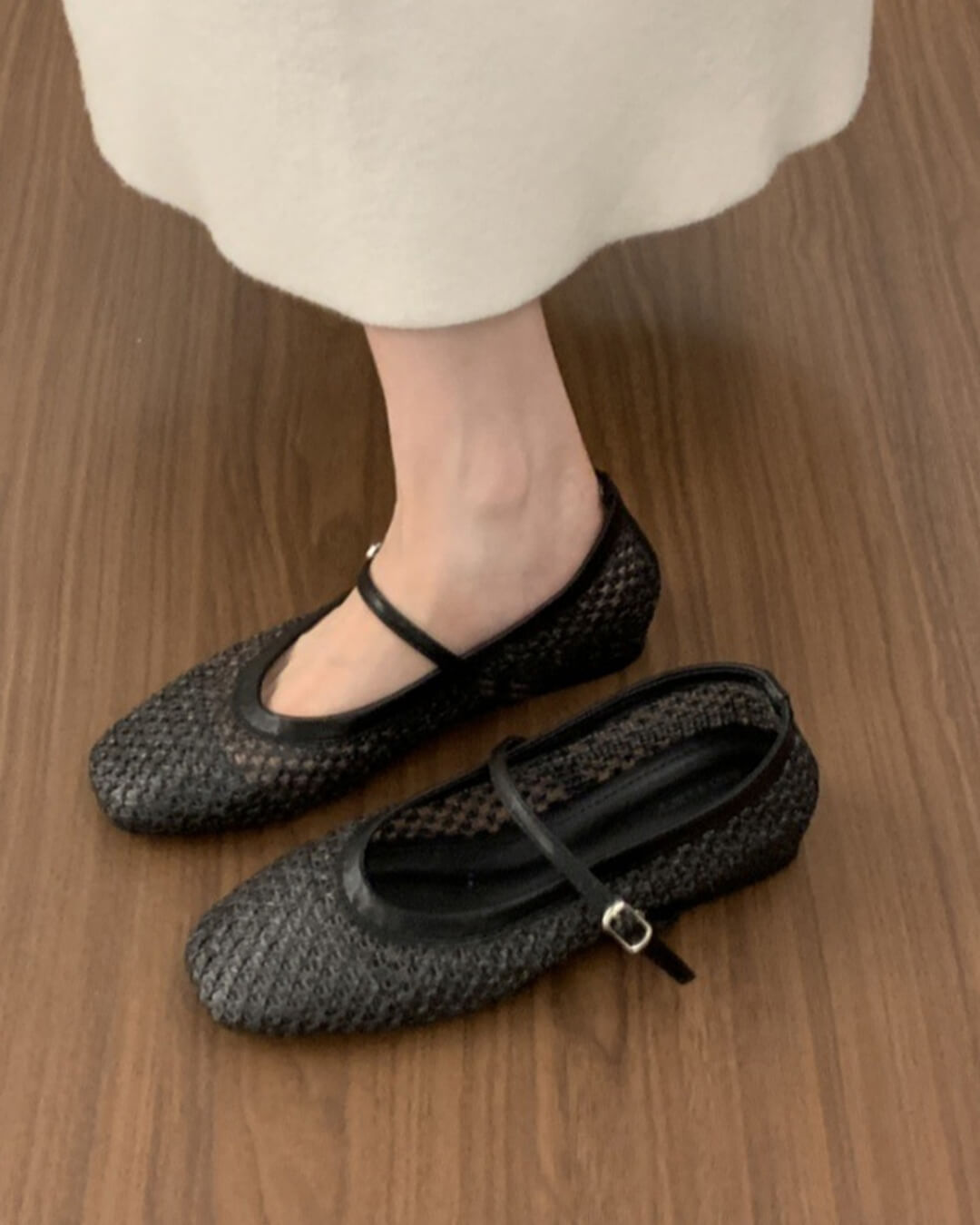 SEAME - Sabrina Mesh Ballet Flats Black 37